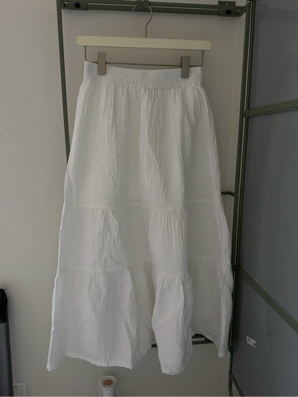 White Cotton Tiered Maxi Skirt